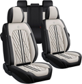 Premium Diamond-Stitched Luxury Car Seat Covers - Full Set (Black & Cream)
