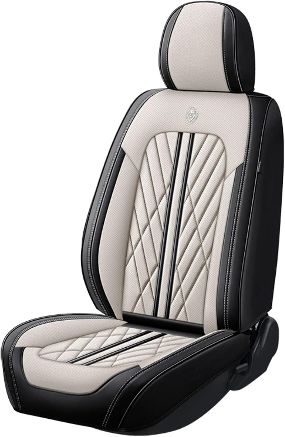 Premium Diamond-Stitched Luxury Car Seat Covers - Full Set (Black & Cream)