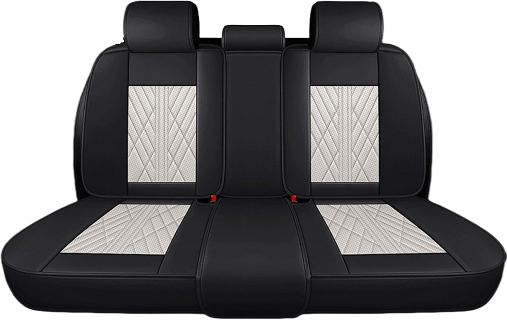 Premium Diamond-Stitched Luxury Car Seat Covers - Full Set (Black & Cream)