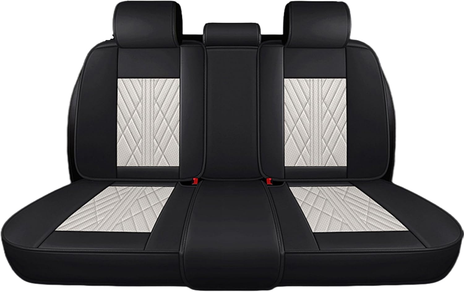 Premium Diamond-Stitched Luxury Car Seat Covers - Full Set (Black & Cream)