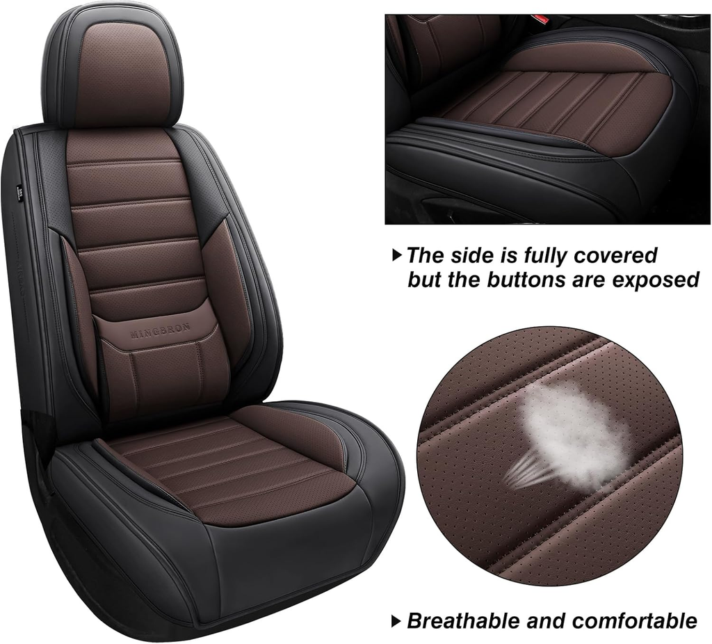 Premium Ergonomic Luxury Car Seat Covers - Full Set (Black & Coffee Brown)