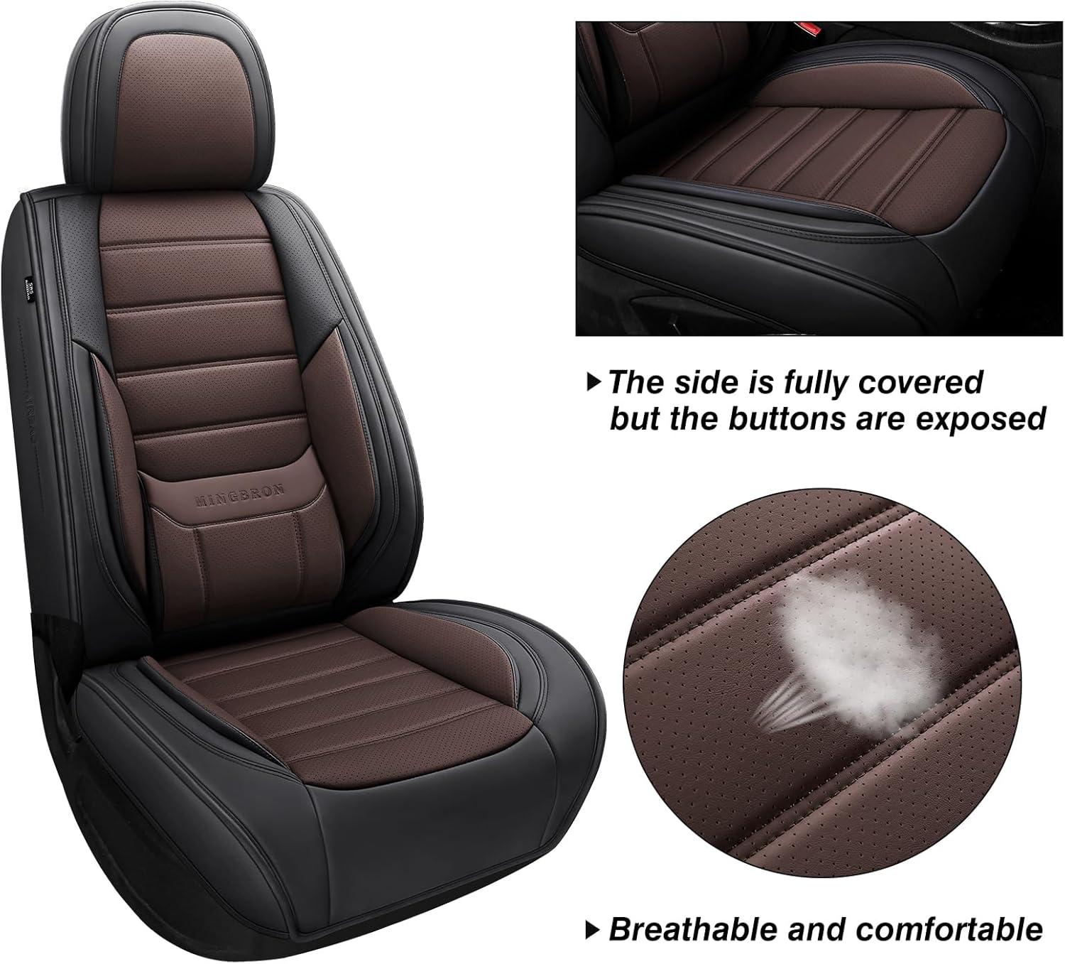 Premium Ergonomic Luxury Car Seat Covers - Full Set (Black & Coffee Brown)