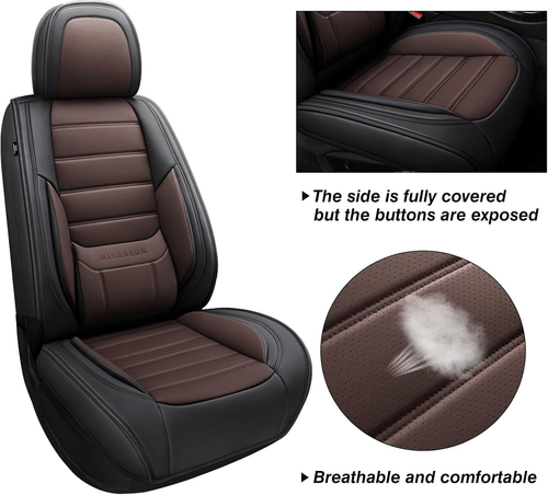 Premium Ergonomic Luxury Car Seat Covers - Full Set (Black & Coffee Brown)