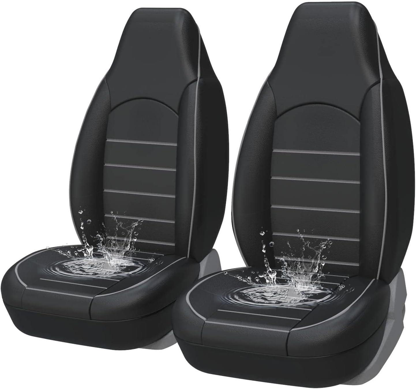 Sleek Minimalist Waterproof Car Seat Covers - Front Pair Set (Matte Black)