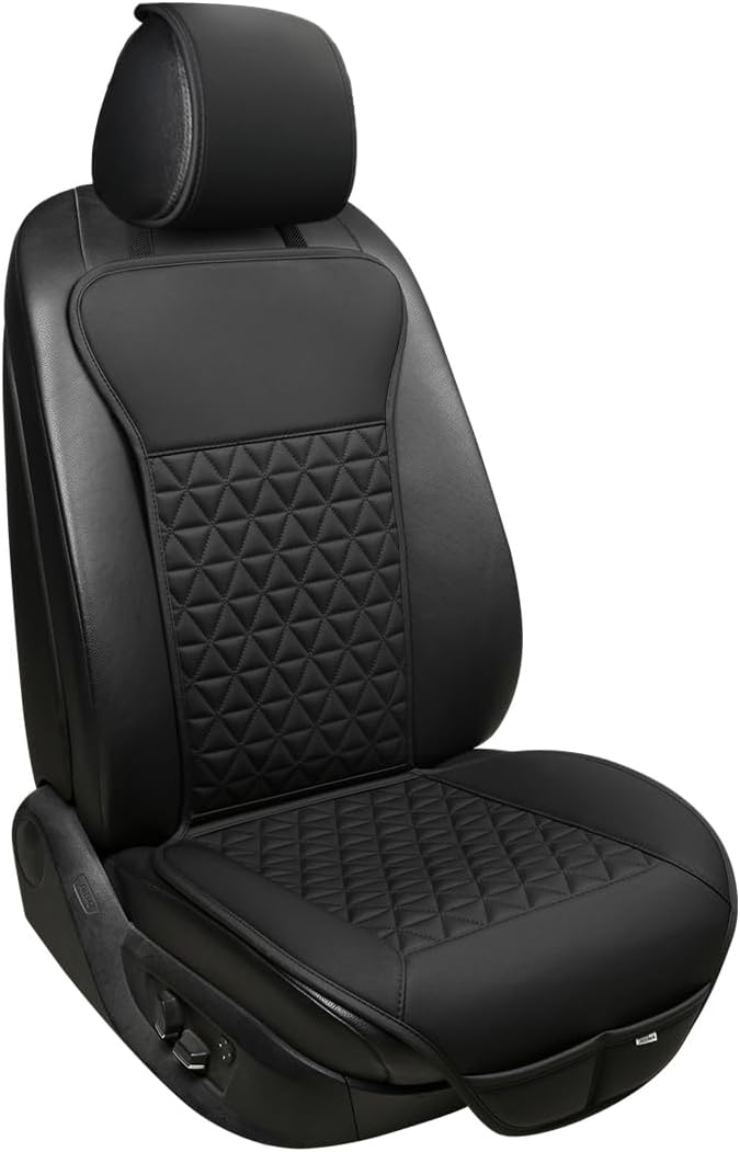 Premium Diamond-Quilted Car Seat Cushion Pad - Center Comfort Overlay (Stealth Black)