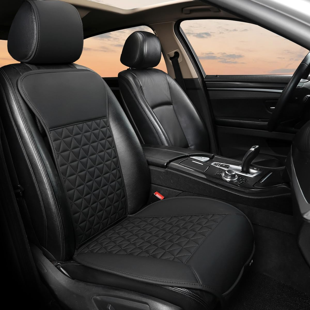 Premium Diamond-Quilted Car Seat Cushion Pad - Center Comfort Overlay (Stealth Black)