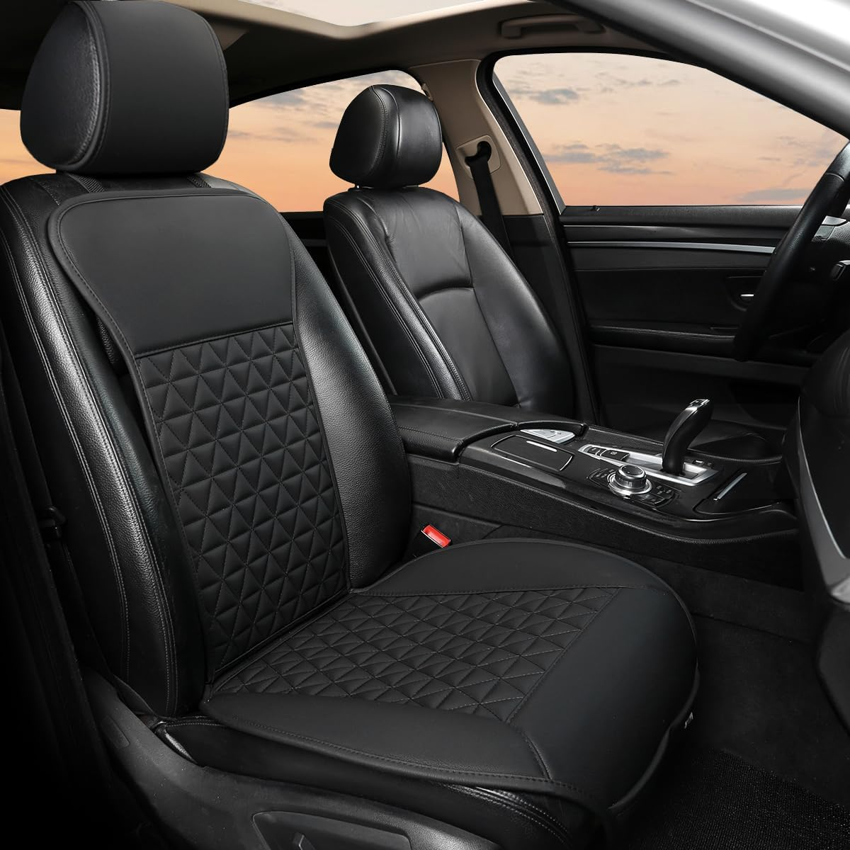 Premium Diamond-Quilted Car Seat Cushion Pad - Center Comfort Overlay (Stealth Black)