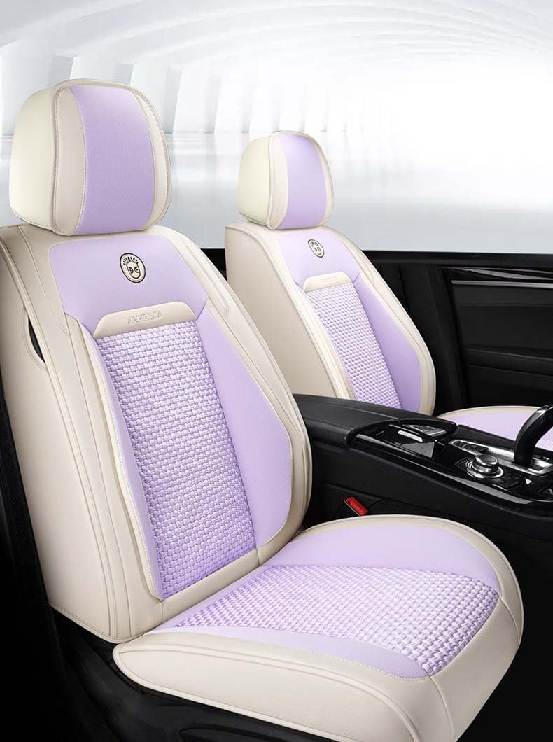 Premium Pastel Elegance Breathable Car Seat Covers - Full Set (Cream & Lavender)