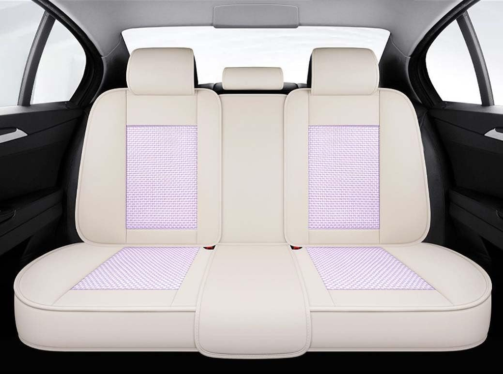 Premium Pastel Elegance Breathable Car Seat Covers - Full Set (Cream & Lavender)