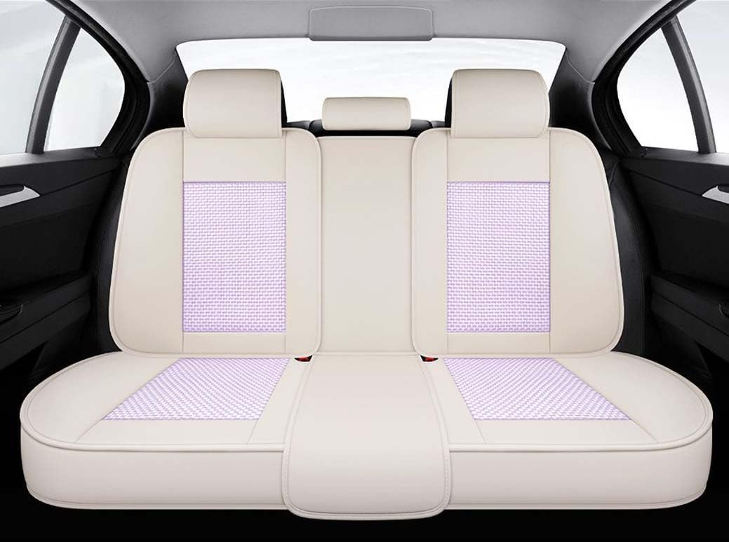 Premium Pastel Elegance Breathable Car Seat Covers - Full Set (Cream & Lavender)