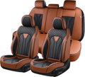 Premium Diamond-Weave Luxury Car Seat Covers - Full Set (Saddle Brown & Black)
