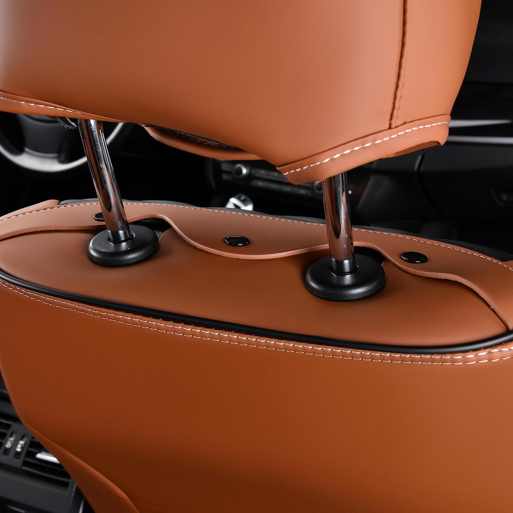 Premium Diamond-Weave Luxury Car Seat Covers - Full Set (Saddle Brown & Black)