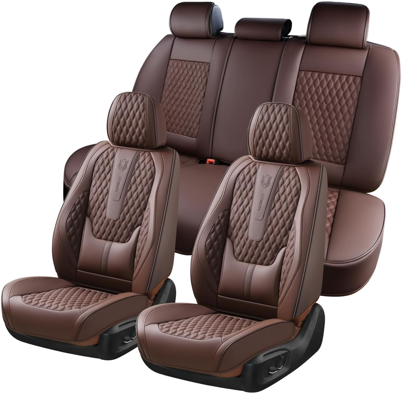 Premium Orthopedic Diamond-Quilted Car Seat Covers - Full Set (Espresso Brown)
