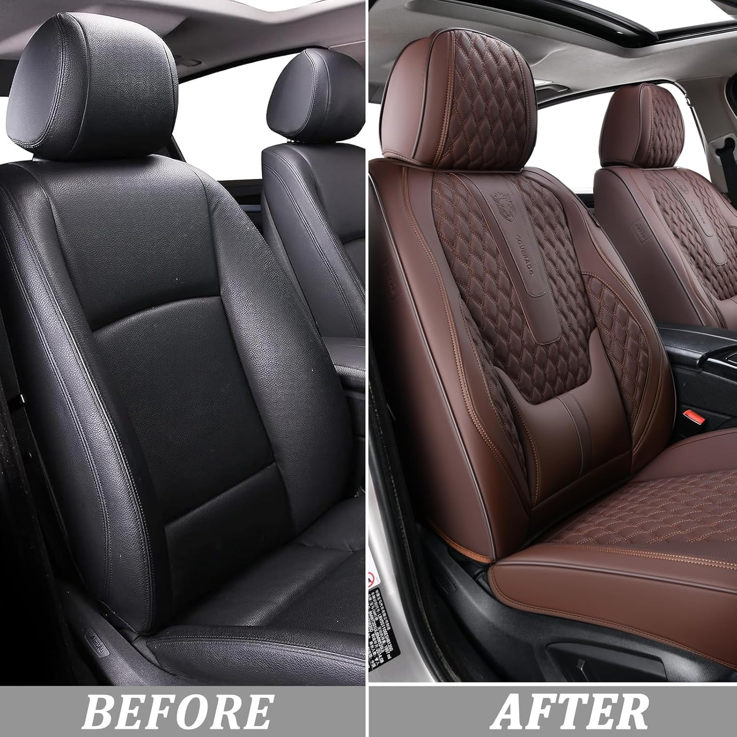Premium Orthopedic Diamond-Quilted Car Seat Covers - Full Set (Espresso Brown)