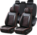Premium Nappa Leatherette Sport Seat Covers - Full Set (Black & Red)